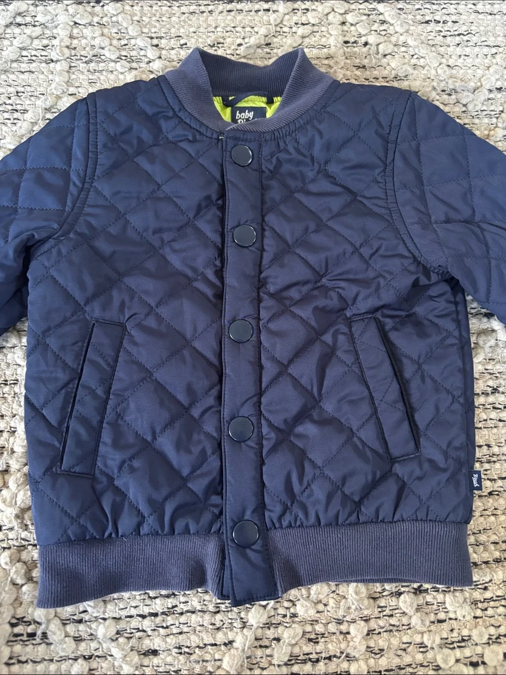 OshKosh B'gosh Navy Quilted Snap-Front Puffer Bomber Jacket
